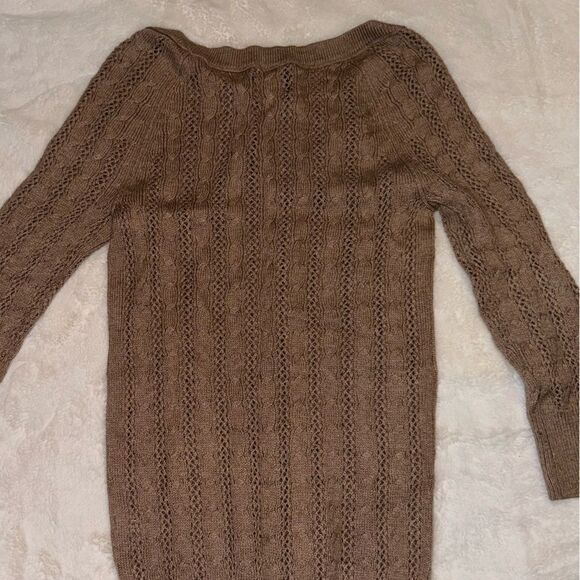 AEOutfitters Women’s Beige Crochet Cable Knit Top Sweater 3/4 Sleeves sz PS EUC - Picture 7 of 8